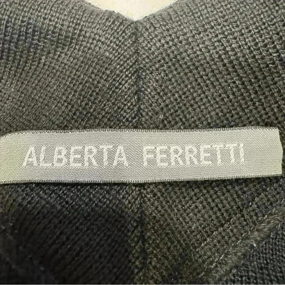 Alberta Ferretti Black Sweater 100% Wool V-back Made In Italy US 6 - Picture 4 of 12